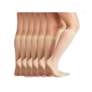 On The Go! Premium Comfort Top Knee Highs 6-Pair Pack Nude